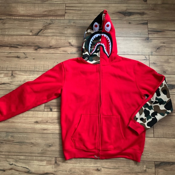 a bathing ape red hoodie